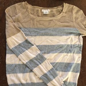 Tan, Gray, and Beige Net Striped Sweater Size M